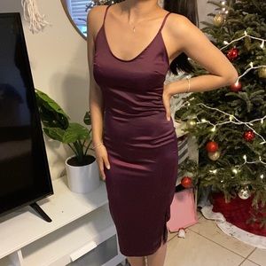 Missguided Wine red silk/satin slip dress